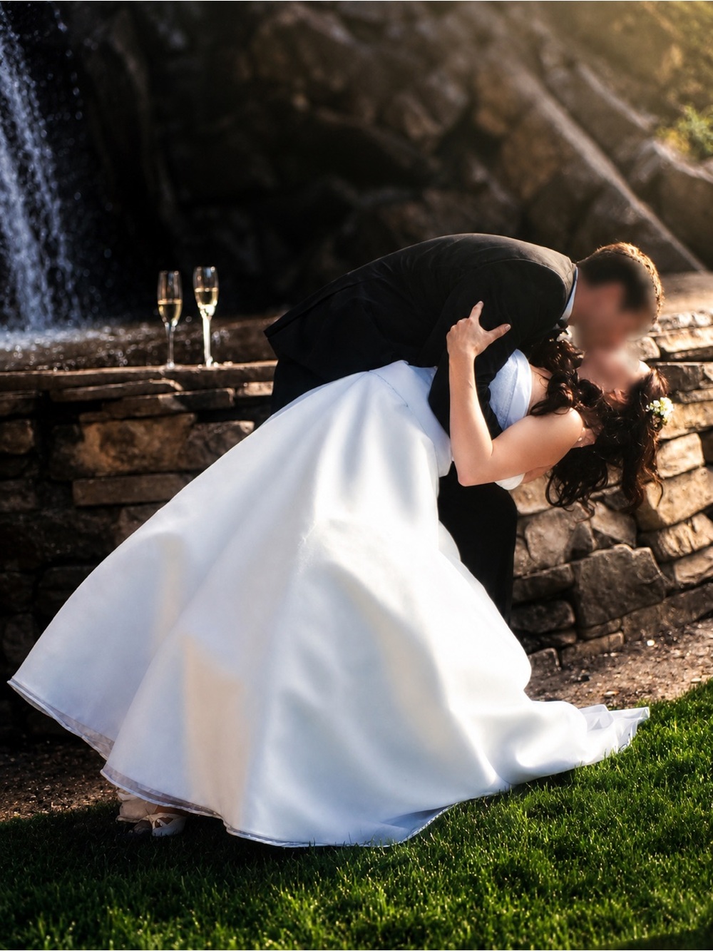 Modern Strapless White A-Line Wedding Gown - Picture 2 of 4